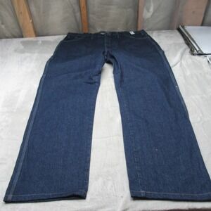 Dickies Jeans Mens 44x33 Blue Denim Dark Wash Relaxed Fit Straight Workwear NEW